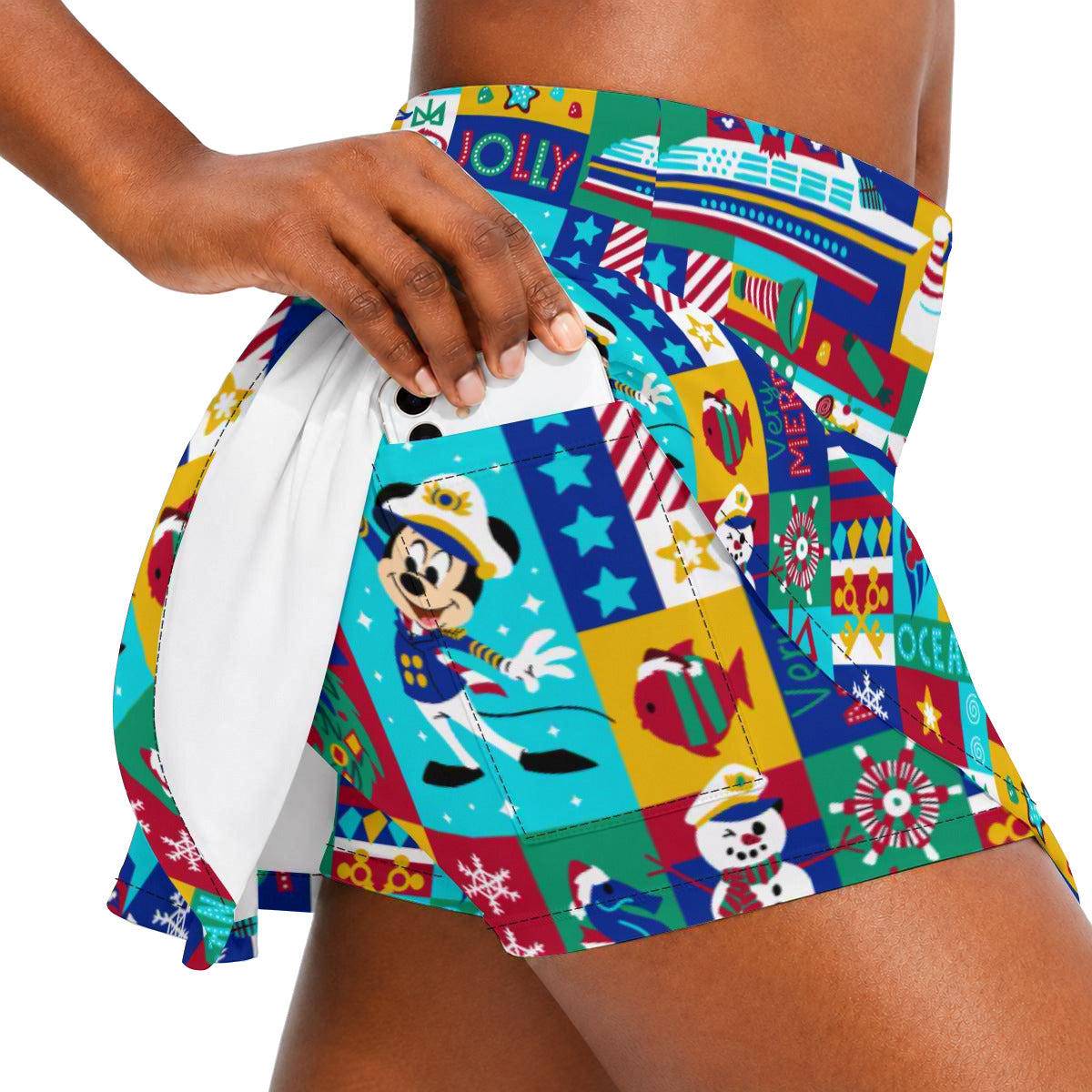 Sailor's Merry-at-Sea Patchwork - Women’s Athletic Skater Skort with Pockets