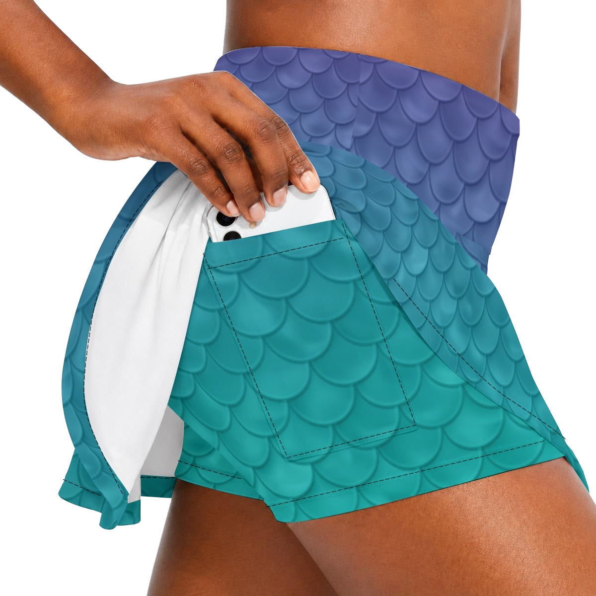 Dreamy Mermaid Scales - Women’s Athletic Skater Skort with Pockets
