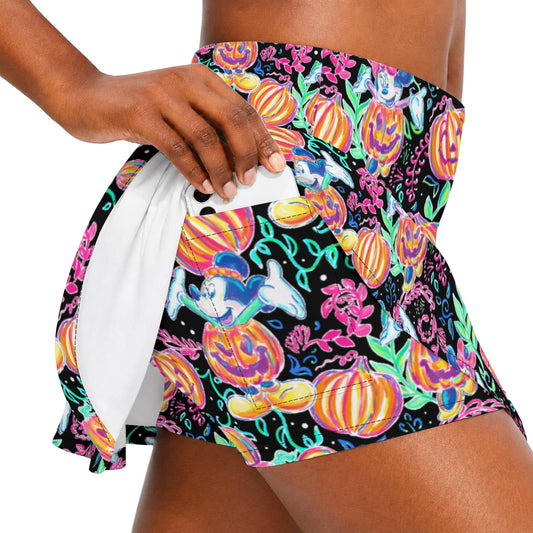 Mouse and Friends Pumpkin Parade - Women’s Athletic Skater Skort with Pockets