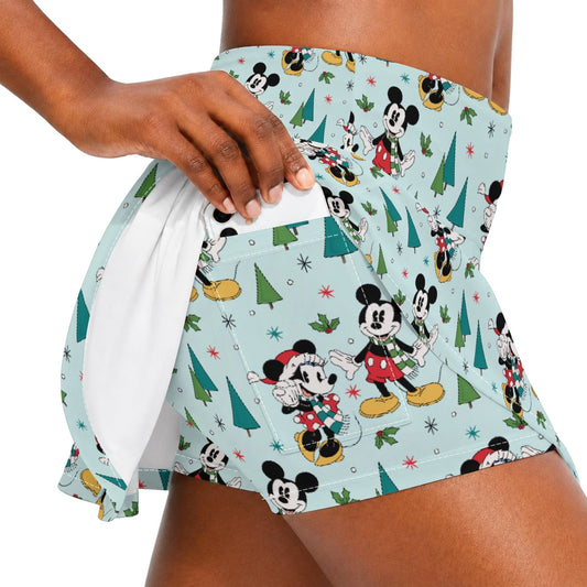 Mouse Friends Evergreen Stroll - Women’s Athletic Skater Skort with Pockets