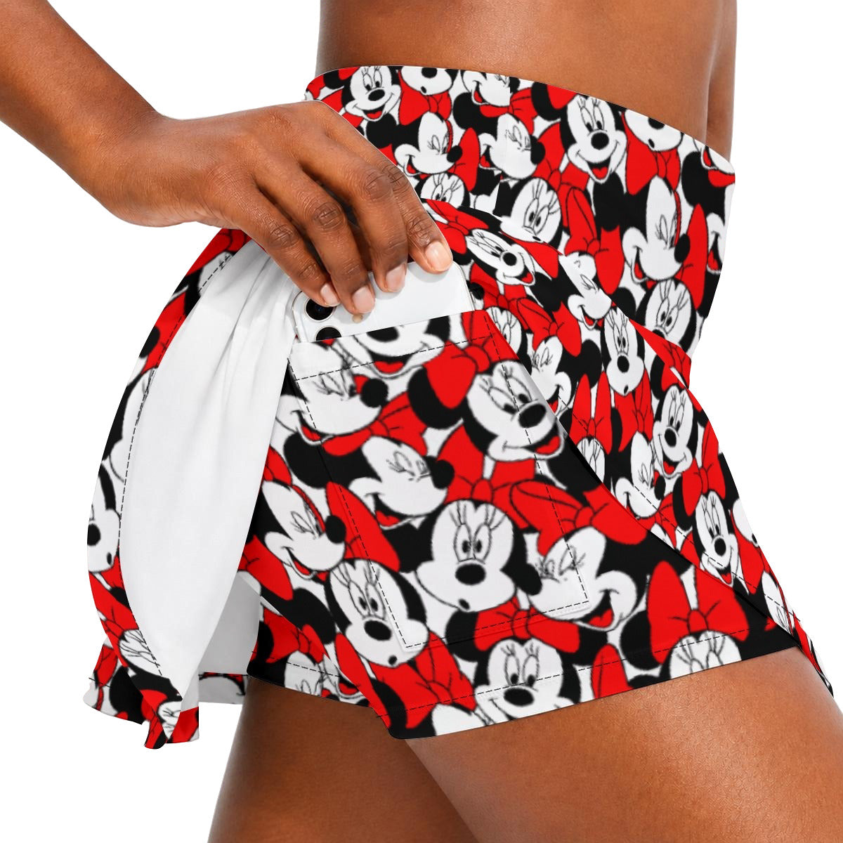 Many Faces of Polka Dot Mouse - Women’s Athletic Skater Skort with Pockets