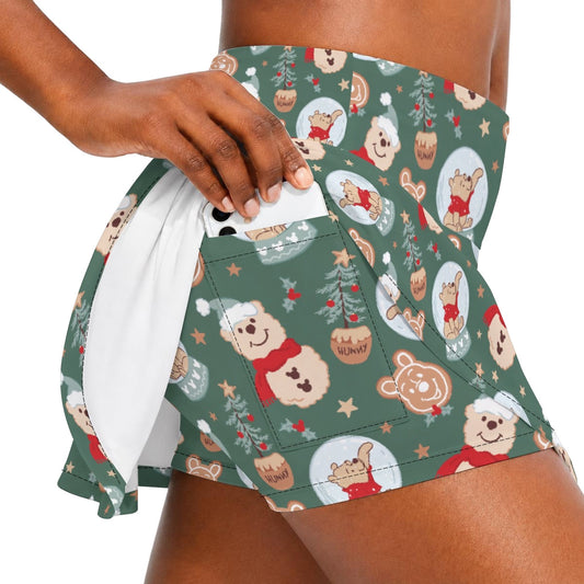 Bear's Honey Snowglobes - Women’s Athletic Skater Skort with Pockets