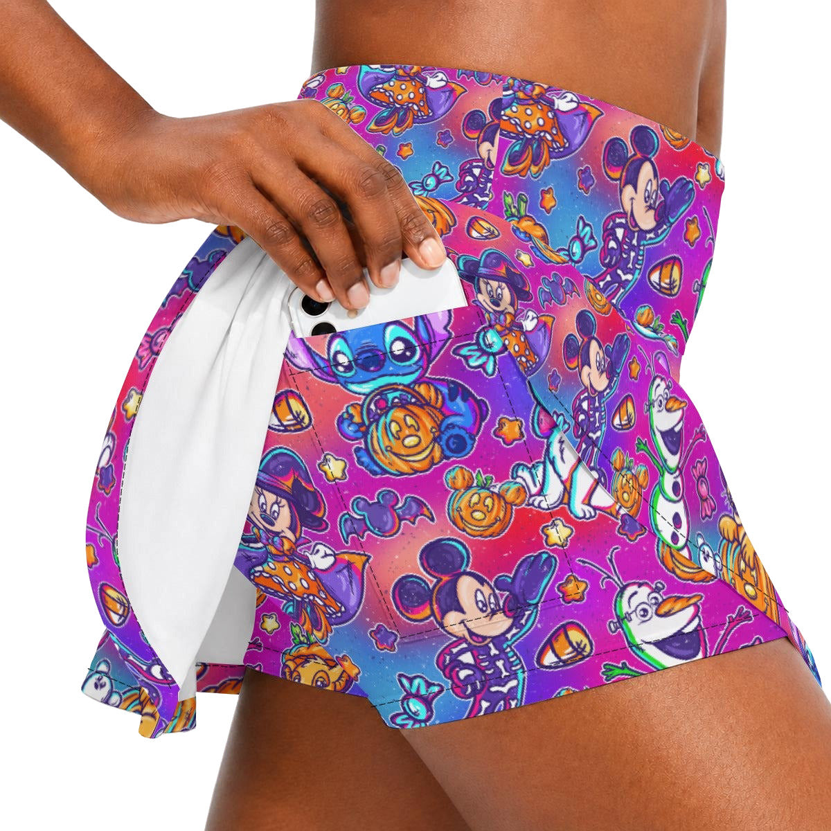 Classic Character Halloween Mashup - Women’s Athletic Skater Skort with Pockets