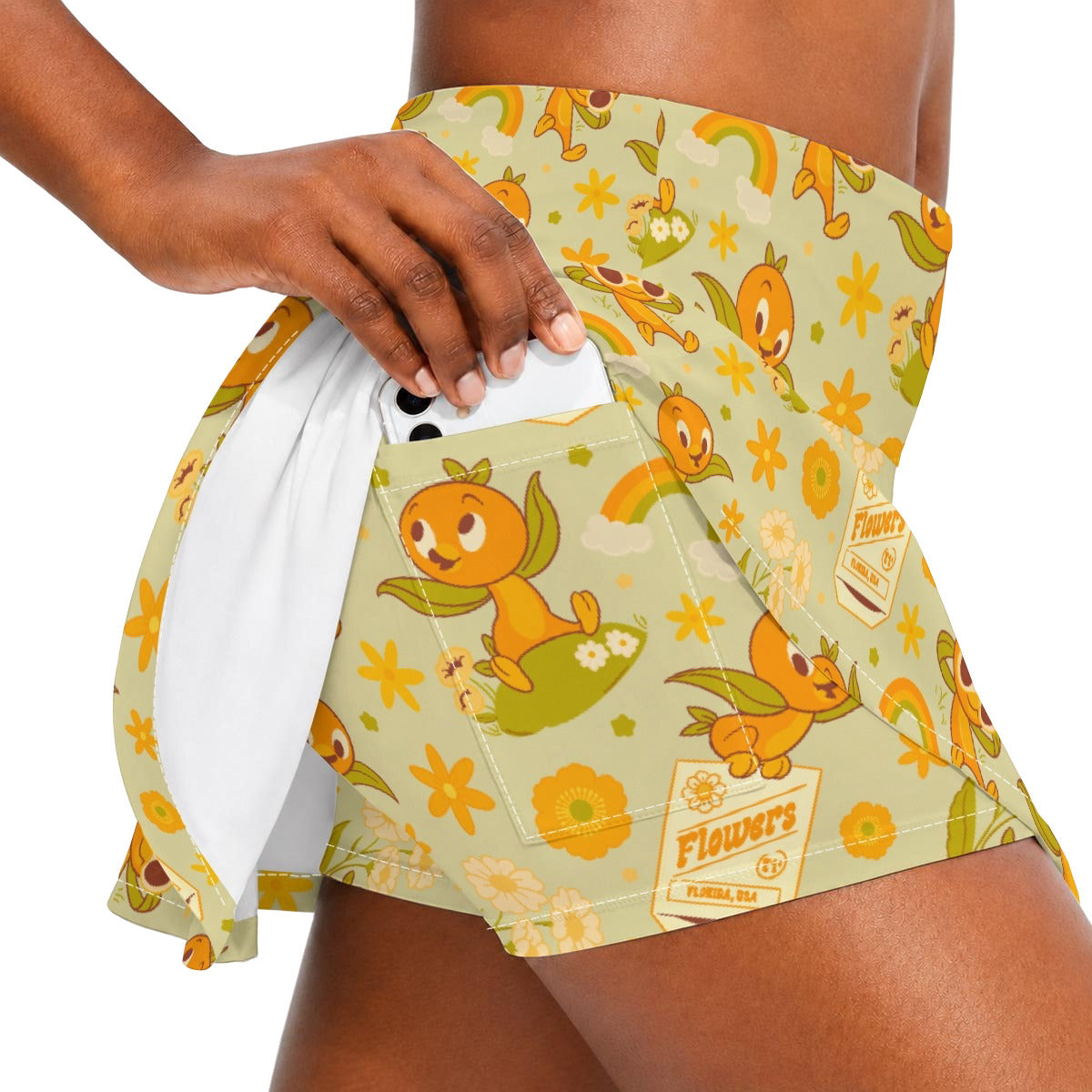 Vintage Citrus Garden - Women’s Athletic Skater Skort with Pockets