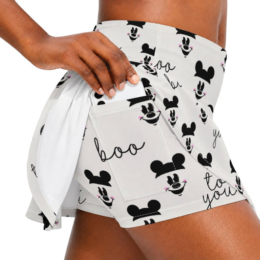Spooky Mouse Greetings - Women’s Athletic Skater Skort with Pockets