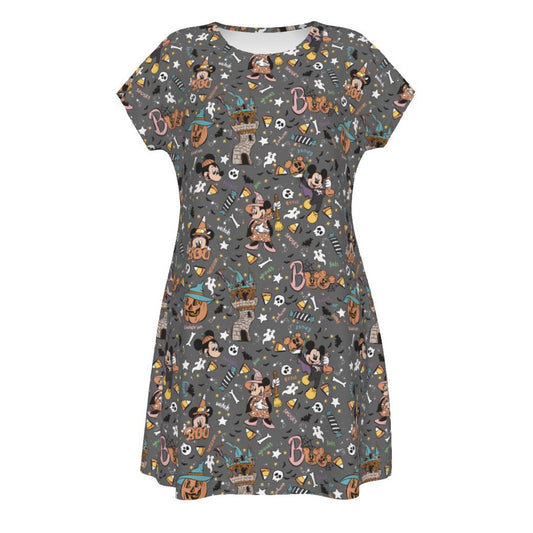 Spooky Spellbook Doodles - Women's T-Shirt Dress