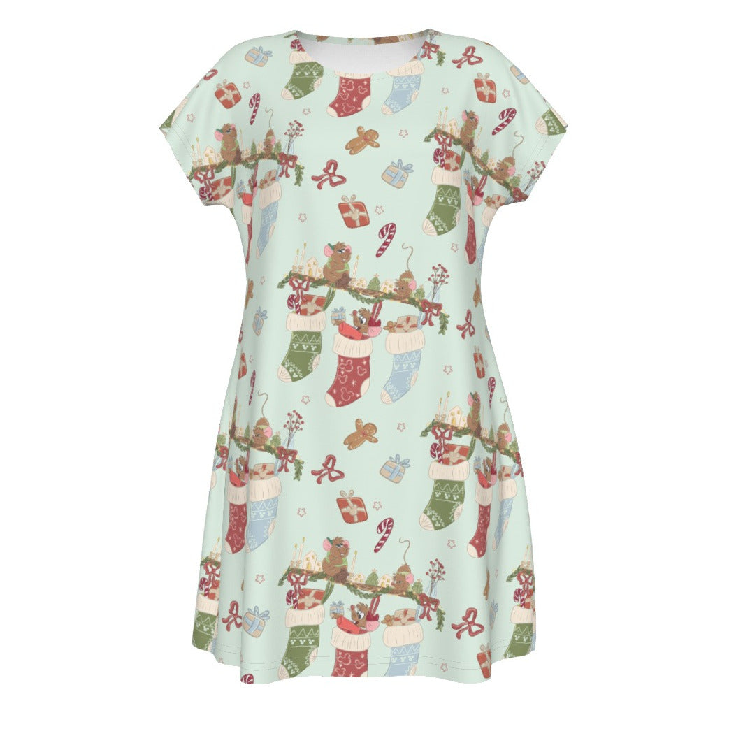 Fairytale Christmas Stocking Stowaways - Women's T-Shirt Dress