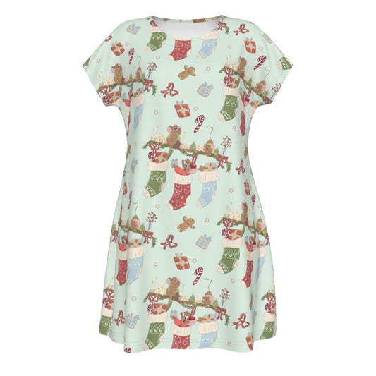 Fairytale Christmas Stocking Stowaways - Women's T-Shirt Dress