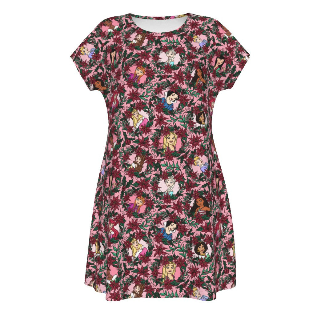 Poinsettia Princess Posse - Women's T-Shirt Dress