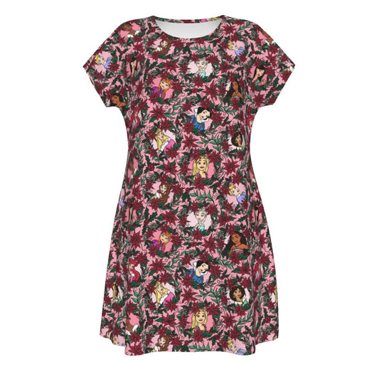 Poinsettia Princess Posse - Women's T-Shirt Dress