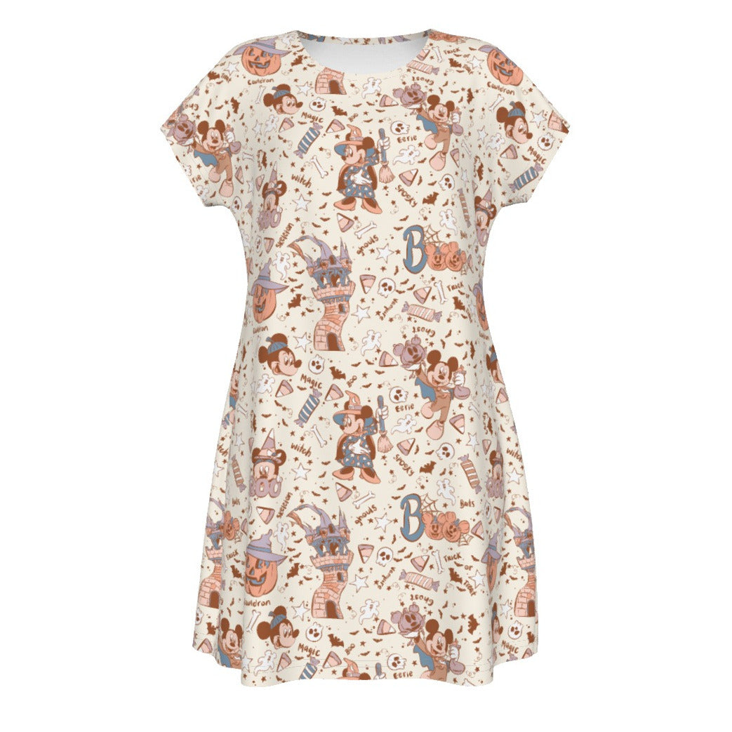 Vintage Halloween Doodles - Women's T-Shirt Dress