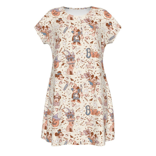 Vintage Halloween Doodles - Women's T-Shirt Dress