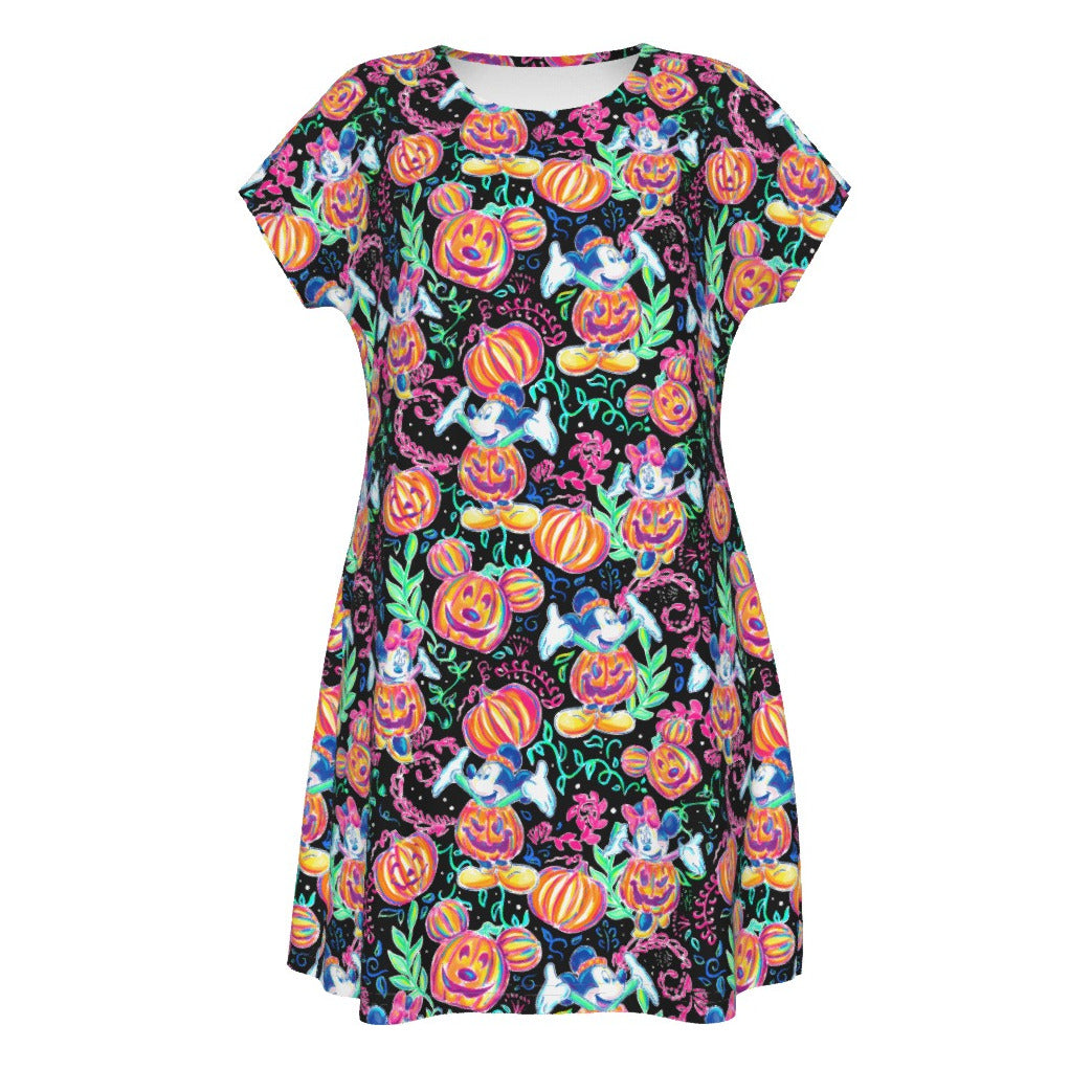 Mouse and Friends Pumpkin Parade - Women's T-Shirt Dress