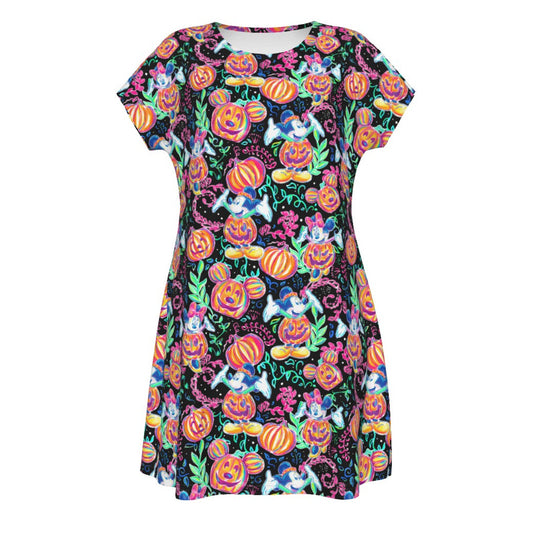 Mouse and Friends Pumpkin Parade - Women's T-Shirt Dress