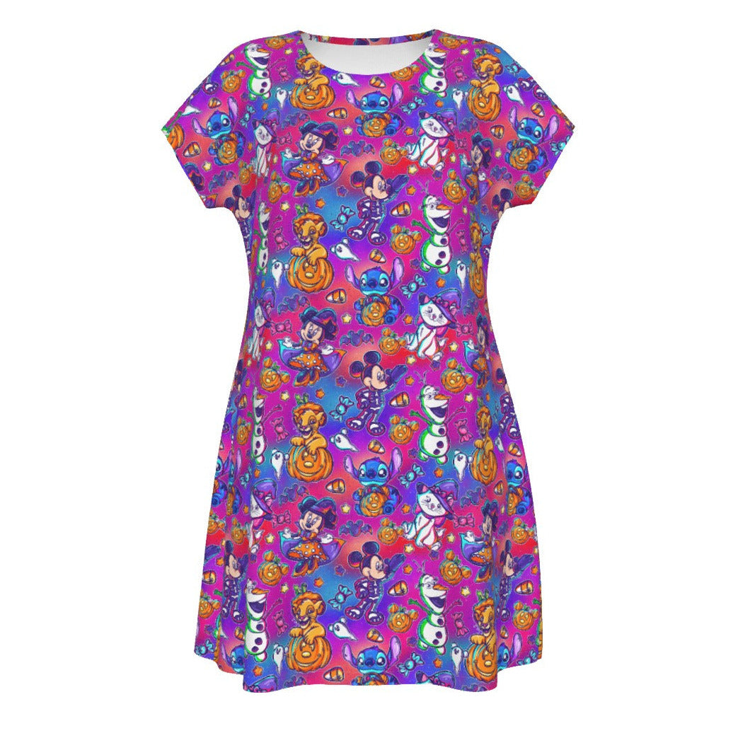 Classic Character Halloween Mashup - Women's T-Shirt Dress