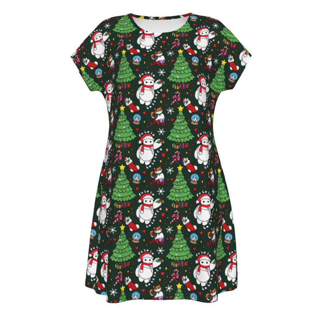 Robot Christmas Cheer - Women's T-Shirt Dress