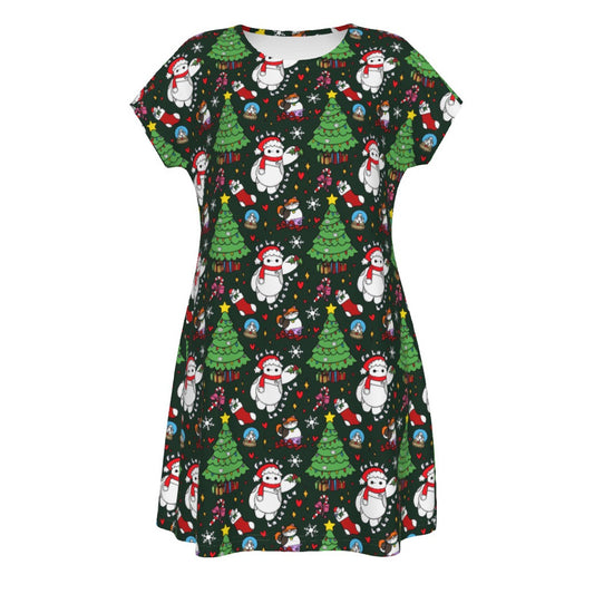 Robot Christmas Cheer - Women's T-Shirt Dress