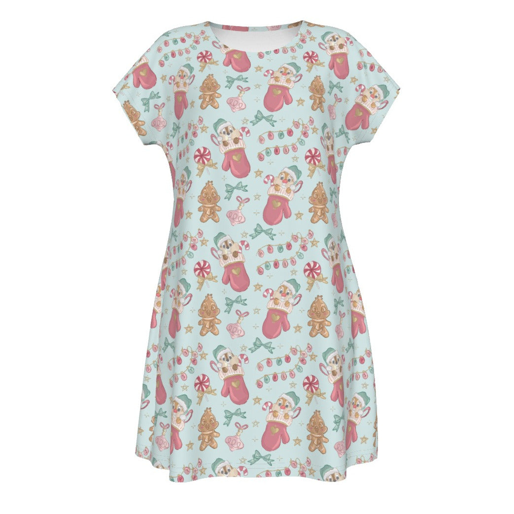 Cheeky Chipmunks Candy Cane Cheer - Women's T-Shirt Dress