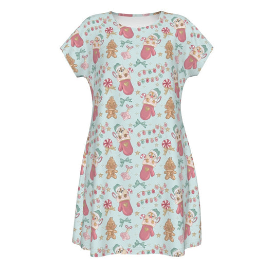 Cheeky Chipmunks Candy Cane Cheer - Women's T-Shirt Dress
