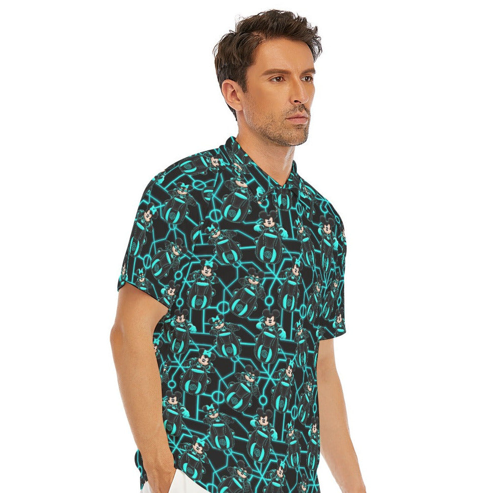 Electric Neon Grid Adventure - Men's Polo Shirt