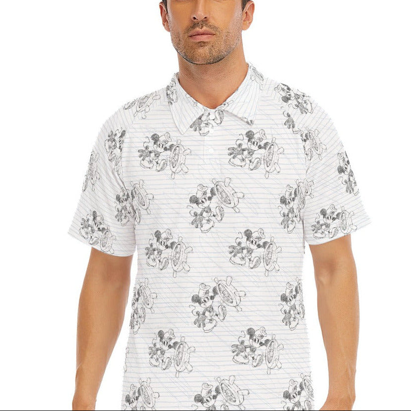 Sketch of Steamboat Mouse - Men's Polo Shirt