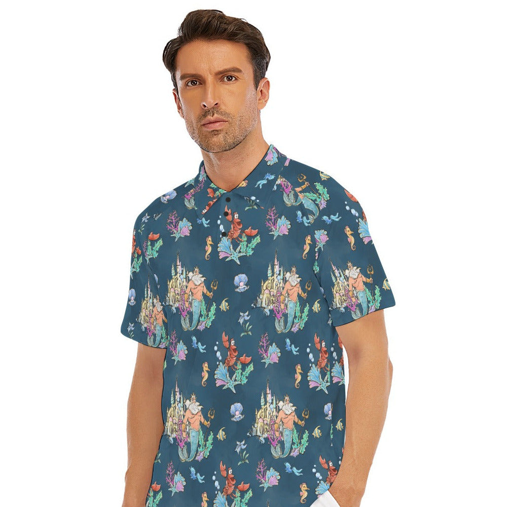 Whimsical Sea King and Crab - Men's Polo Shirt