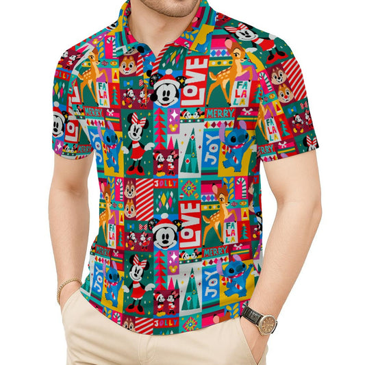 Mouse Christmas Colorblock - Men's Polo Shirt