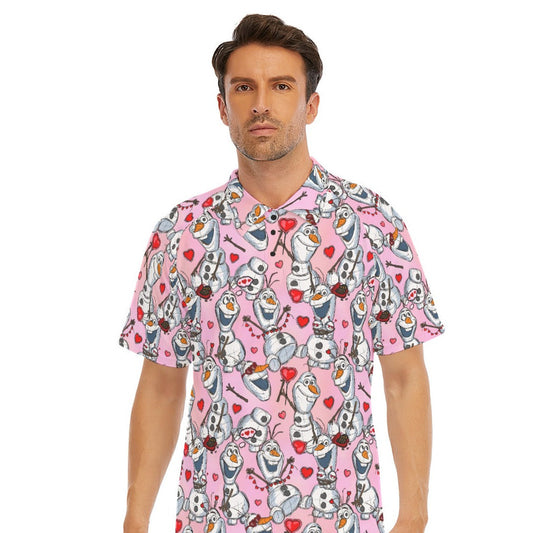 Sketched Snowman Valentine’s Day - Men's Polo Shirt
