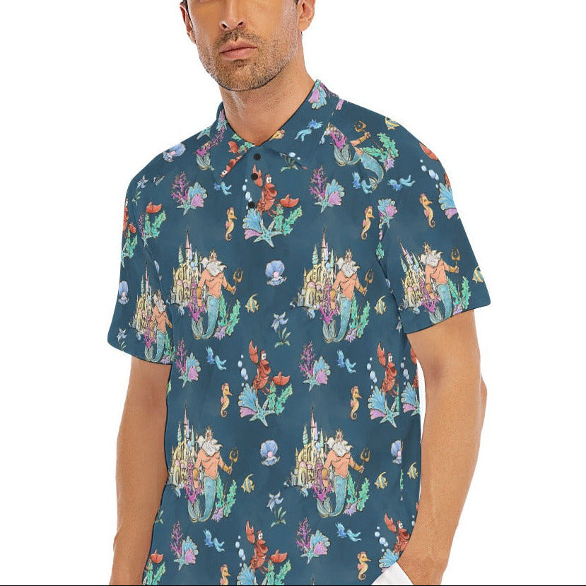 Whimsical Sea King and Crab - Men's Polo Shirt