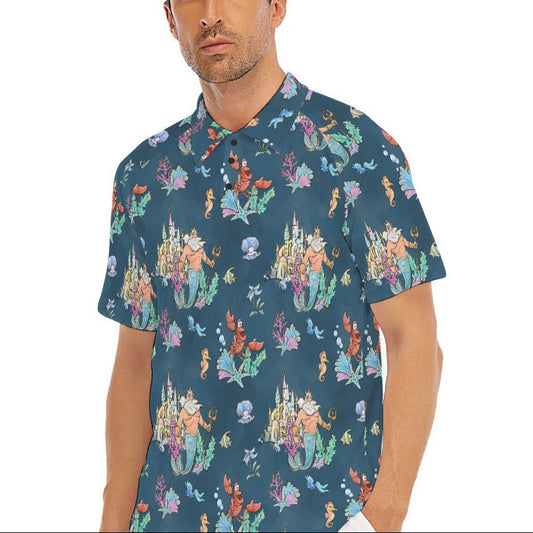 Whimsical Sea King and Crab - Men's Polo Shirt