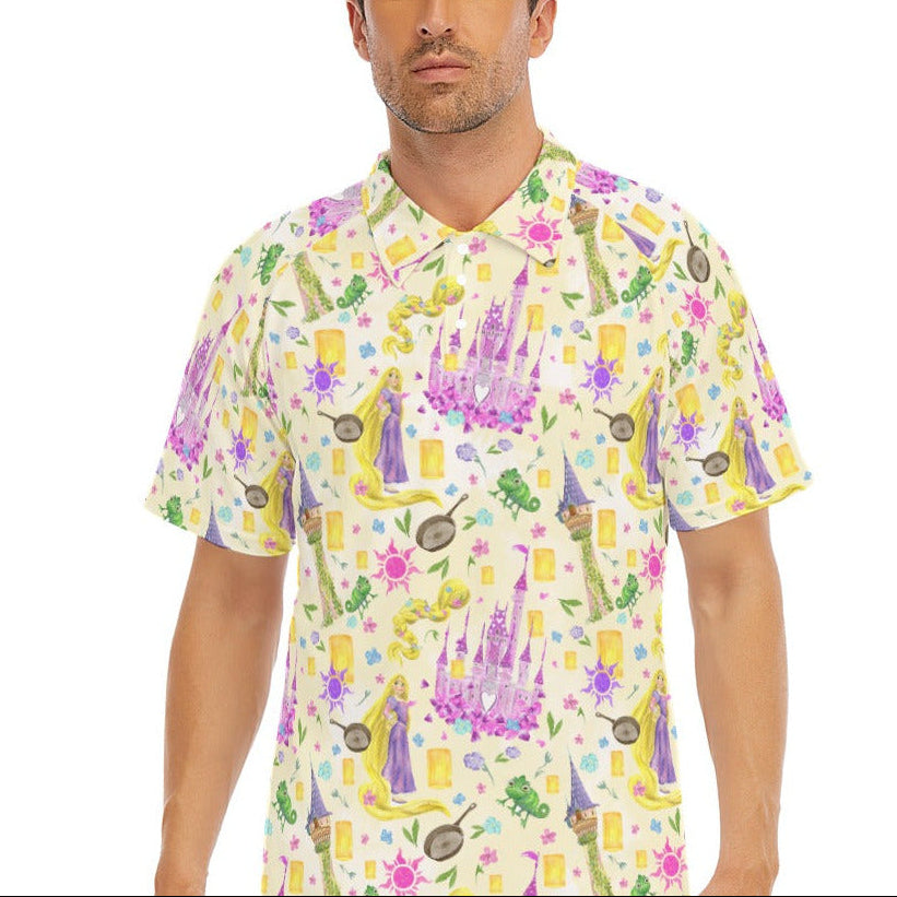Watercolor Golden Hair Kingdom - Men's Polo Shirt
