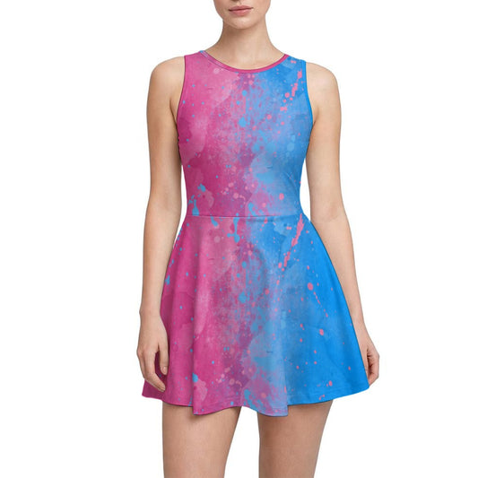 Pink or Blue Fairytale Dress - Women’s Sleeveless Athletic Skater Dress with Built-In Shorts