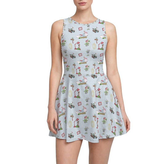 Toybox Tinsel Tangle - Women’s Sleeveless Athletic Skater Dress with Built-In Shorts