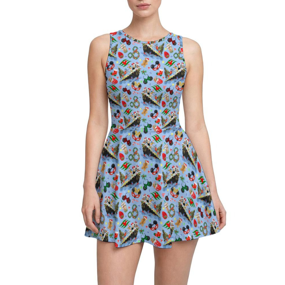 Very Merrytime Christmas Cruise - Women’s Sleeveless Athletic Skater Dress with Built-In Shorts