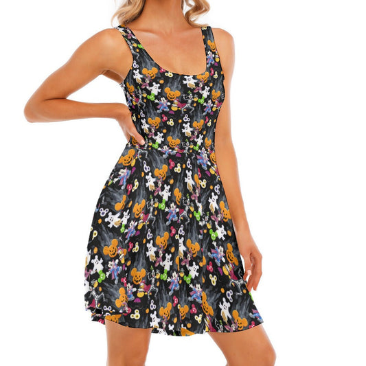 Mouse Gang Trick or Treat - Women's Sleeveless Pocket Skater Dress