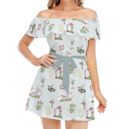 Toybox Tinsel Tangle - Women's Off-shoulder Ruffle Dress