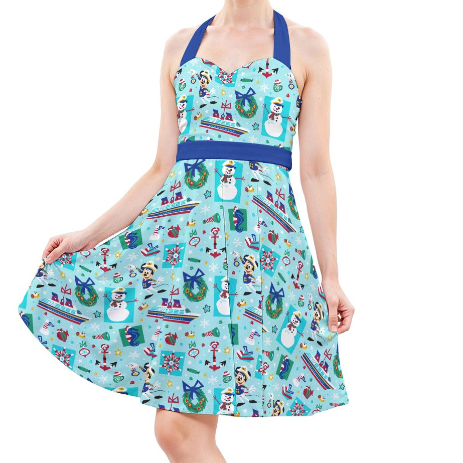 Mouse's Merry Cruise - Women's Halter Vintage Pocket Dress