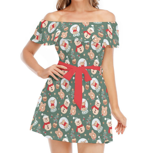 Bear's Honey Snowglobes - Women's Off-shoulder Ruffle Dress
