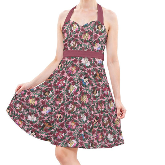 Poinsettia Princess Posse - Women's Halter Vintage Pocket Dress