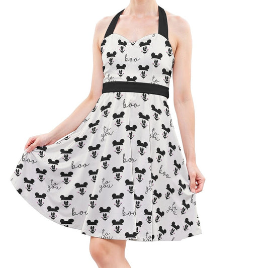Spooky Mouse Greetings - Women's Halter Vintage Pocket Dress