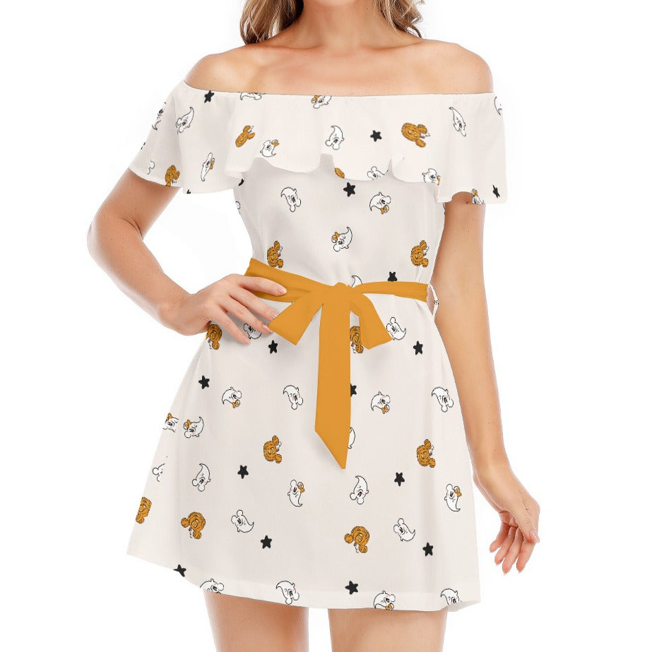 Tiny Boo Crew - Women's Off-shoulder Ruffle Dress