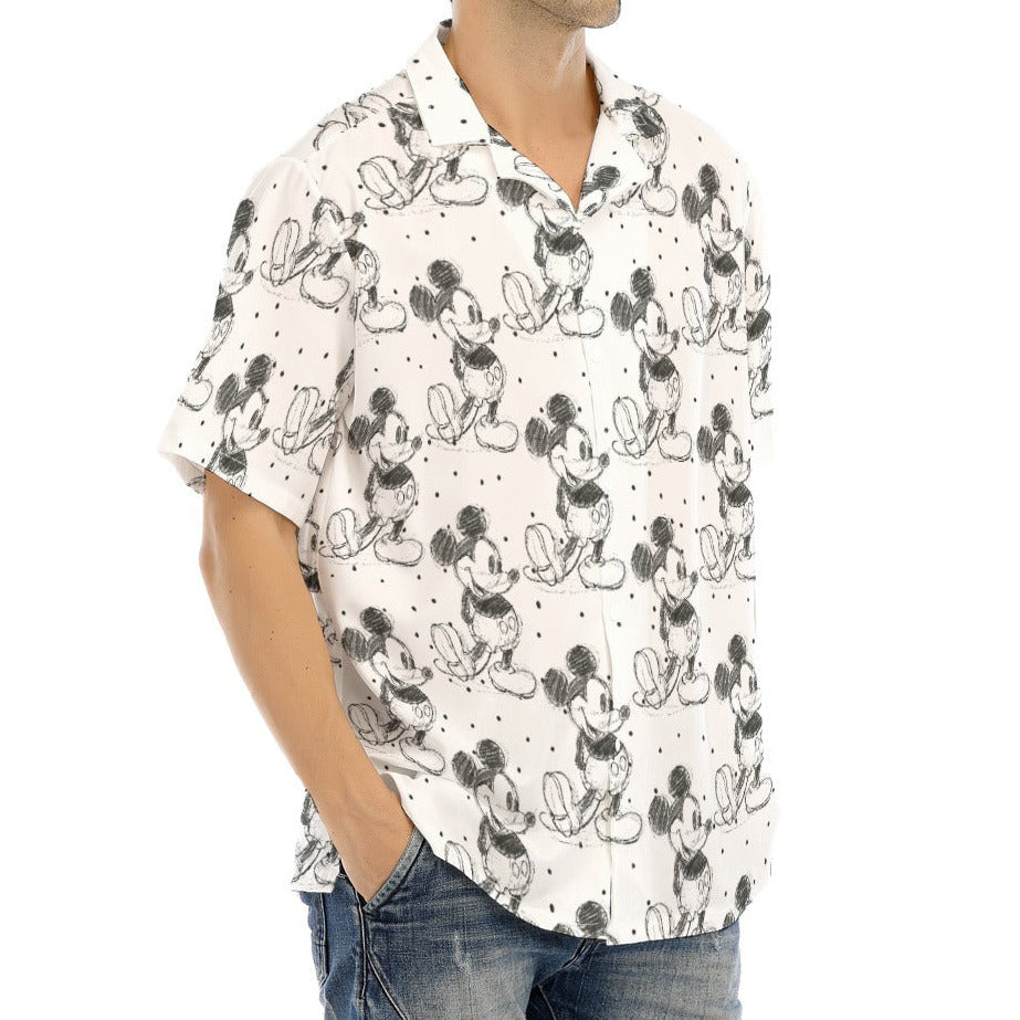 Sketch of Classic Mouse - Men's Hawaiian Button Up Shirt