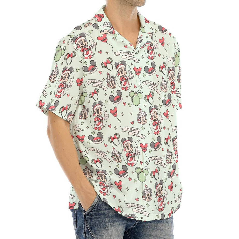Mouse Pair Jolly Holiday - Men's Hawaiian Button Up Shirt
