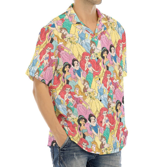 Royal Princess Sketches - Men's Hawaiian Button Up Shirt