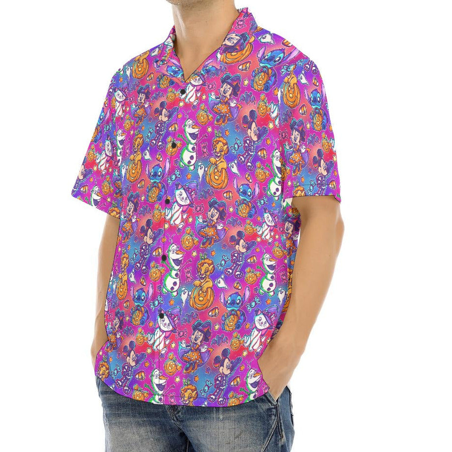 Classic Character Halloween Mashup - Men's Hawaiian Button Up Shirt