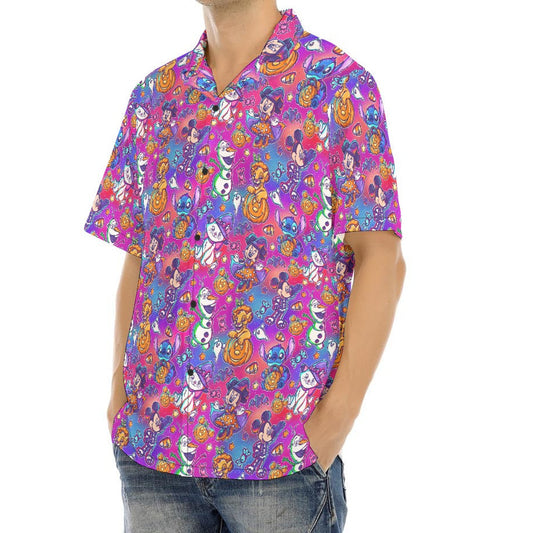 Classic Character Halloween Mashup - Men's Hawaiian Button Up Shirt