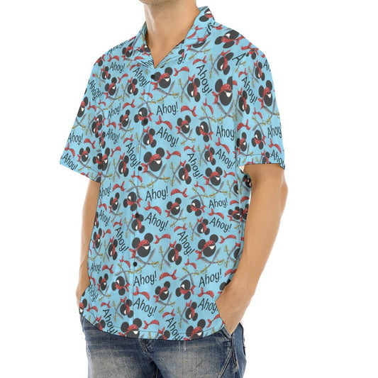 Pirate Mouse Ahoy! - Men's Hawaiian Button Up Shirt