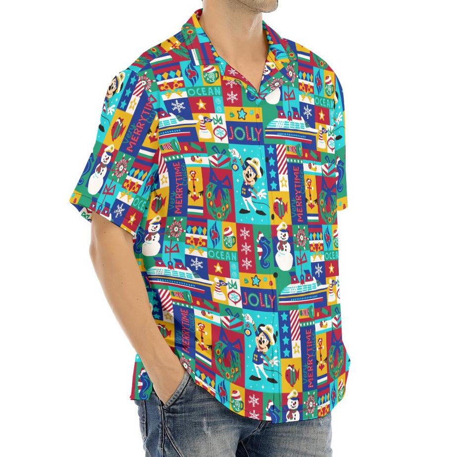 Sailor's Merry-at-Sea Patchwork - Men's Hawaiian Button Up Shirt
