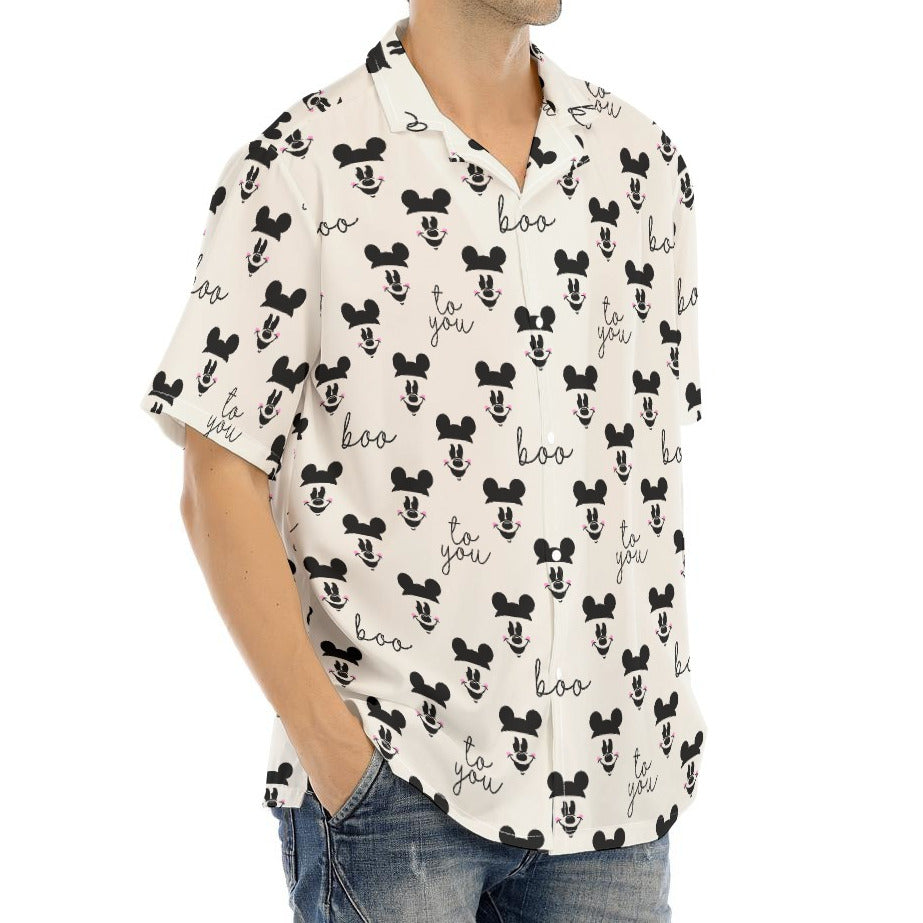 Spooky Mouse Greetings - Men's Hawaiian Button Up Shirt