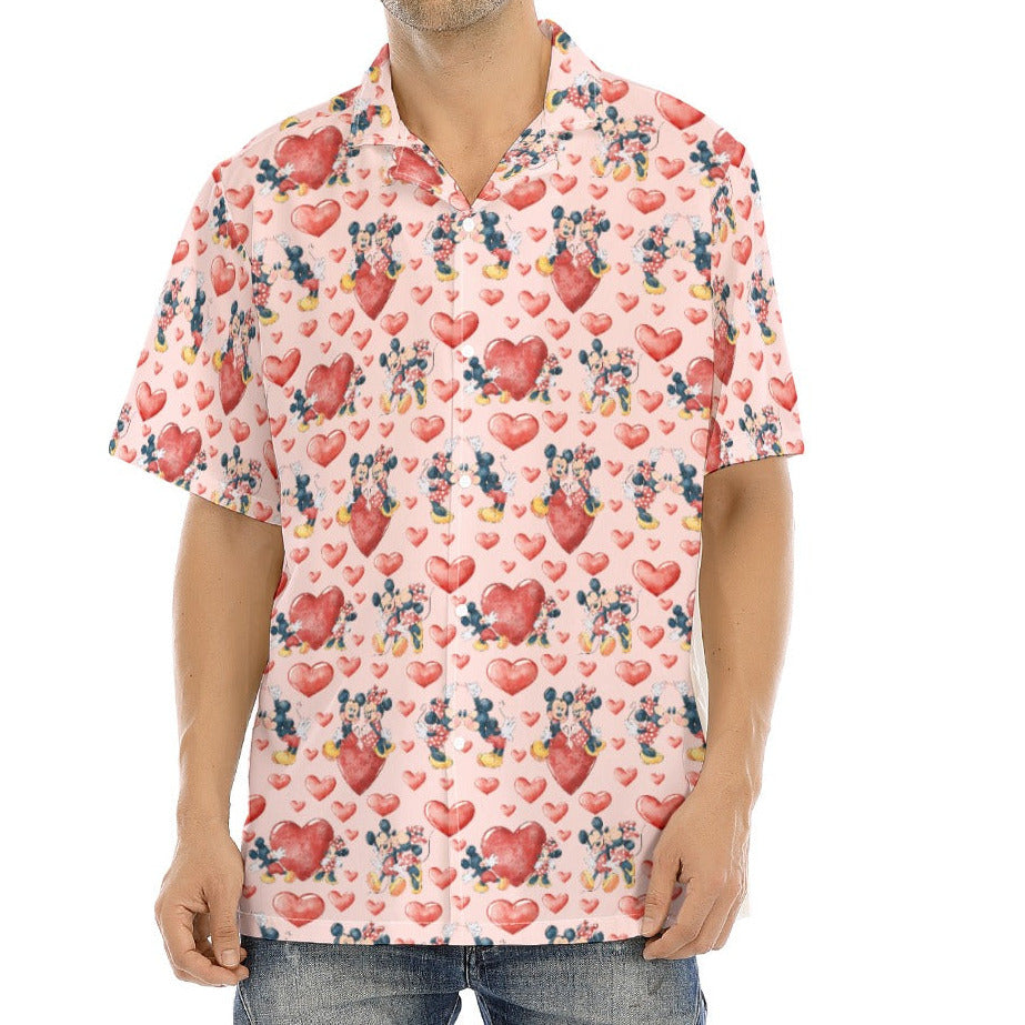 Valentine Mouse Couple - Men's Hawaiian Button Up Shirt